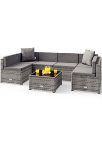 Casaria Meble ogrodowe zestaw mebli rattan sofa stolik szary