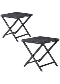 Casaria Polyrotan Kruk Rome 3in1 2 Stuks Zwart