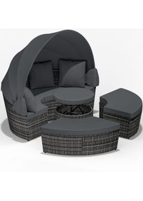 Casaria Polyrattan zonne-eiland Grijs Ø185cm