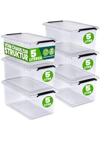 Deuba Opbergbox Transparant Set van 6 30x20x12cm 5L