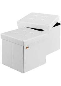 Casaria Poef set van 2 Wit kunstleer 38x38x38cm inklapbaar