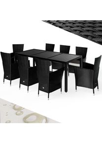 Casaria Polyrotan Tuinset 9-delig Zwart/Crème
