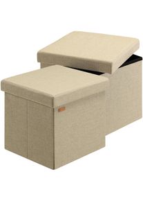 Casaria Poef Set van 2 Beige 38x38x38cm inklapbaar