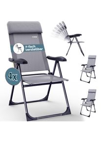 Casaria Gartenstuhl klappbar 4er-Set Grau Alu Hochlehner verstellbar