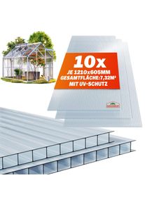 Gardebruk Planchas alveolares multipared juego de 10 Transparente 6mm 7,32m²