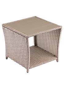 Casaria Stolik ogrodowy Vedis boczny rattan WPC beżowy 45x45x40cm