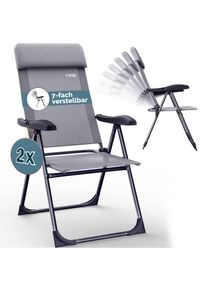 Casaria Gartenstuhl klappbar 2er-Set Grau Alu Hochlehner verstellbar