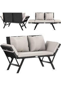 Casaria Polyrotan Tuinbank Zwart/Crème 176x56x81cm