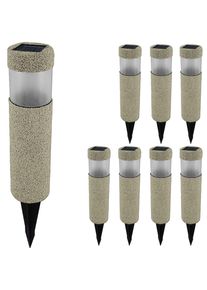 Monzana LED Solarlampe 8er-Set Beige-Grau Steinoptik