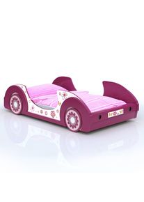 Deuba Cama infantil Butterfly rosa 200x90cm forma coche