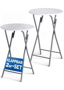 Casaria Statafel 2 stuks Wit Houtlook Ø60cm Inklapbaar