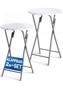 Casaria Statafel 2 stuks Wit Marmerlook Ø60cm Inklapbaar