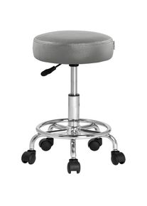 Casaria Taburete ajustable gris con ruedas 360°