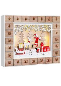 Spielwerk Adventskalender Kerstman Hout LED