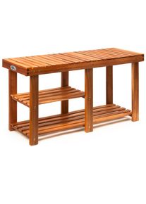 Casaria 2 en 1 Zapatero y banco madera de acacia 87x28x45cm