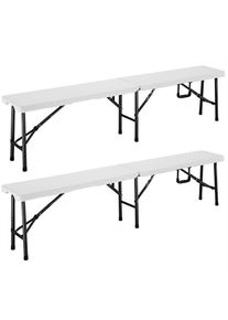 Casaria Tuinbank Set van 2 Wit Kunststof 180cm