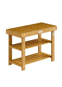 Casaria Zapatero madera de acacia 70x30x46cm 2 estantes
