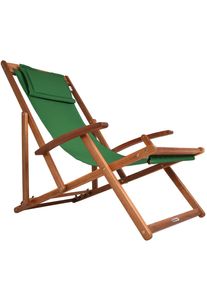 Casaria Tumbona jardín verde madera de acacia 94x60x94cm plegable