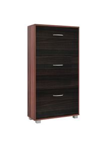 Casaria Schoenenkast Wengé / Zwart 3 Kleppen 115x60x24cm