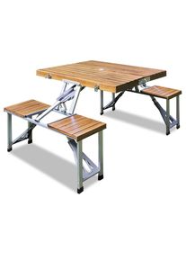 Casaria Campingtafel Hout Aluminium 85,5x72x65cm