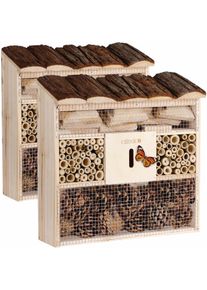 Cadoca Hotel para insectos set de 2 de madera natural 31x31cm