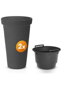 Casaria Bloempot set van 2 Antraciet 63x40cm