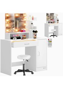 Casaria Kaptafel Jocelyn Wit 140x90x40cm LED + rolkrukje