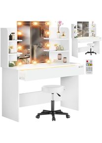 Casaria Make-up Tafel Lucia Wit 140x110x40cm LED + Rolkruk