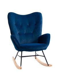 HOMCOM Rocking Chair with Ear Wings Rocking Chair High Comfort Armrests Deep Seat Foam padding Velvet-Look Blue | Aosom Ireland