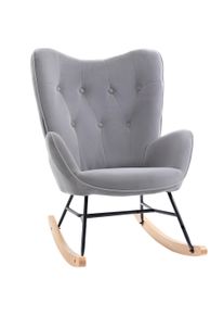 HOMCOM Rocking Chair with Ear Wings Grand Comfort Armrests Seat Backrest High Density Foam Velvet-Like Gray | Aosom Ireland