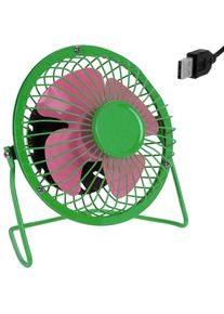 Deuba USB Ventilator aus Metall - grün/rosa - Ø 13,5cm