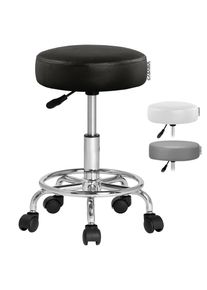 Casaria Taburete ajustable negro con ruedas 360°