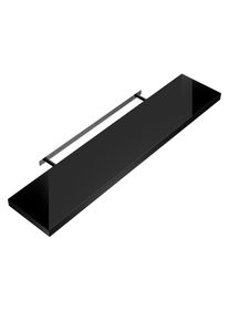 Casaria Półka ścienna Wisząca 90cm Czarny Wysoki połysk Wspornik