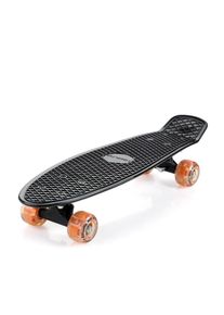 Monzana Skateboard Retro Zwart/Oranje met LED