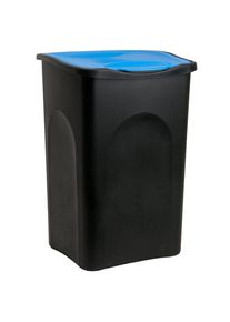 Monzana Vuilnisbak 50L Zwart/Blauw Kunststof
