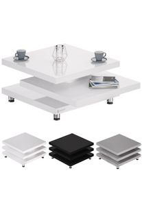 Casaria Mesa de Centro Nueva York blanca 60x60cm 360°