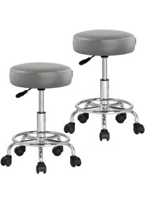 Casaria Taburete altura ajustable set de 2 gris giratorio 360o