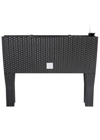 Casaria Macetero elevado poliratán antracita 60x25x46cm 30L