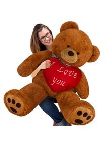 Monzana Plüschtier Teddybär XXL Braun mit Herzkissen