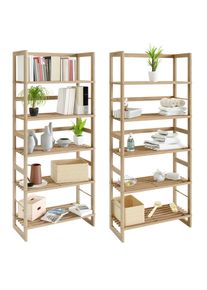 Casaria Estanterías madera set de 2 136x58x27cm 5 baldas