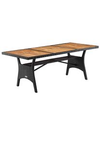 Casaria Stół ogrodowy Takeo czarny 190x90x74cm rattan akacja
