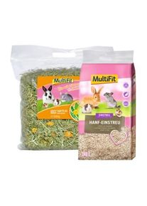 MultiFit Löwenzahnheu 500 g und Hanfstreu 30 L