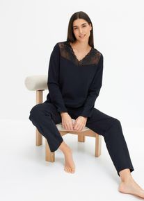 Pyjamas av mjuk bomull - svart - storlek 36/38 (S) - bonprix