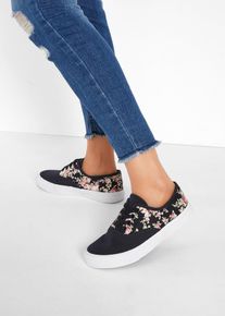 Sneakers i bomullscanvas - svart - storlek 37 - bonprix