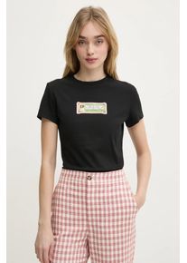 Moschino Jeans tricou din bumbac femei, culoarea negru, 0703 3229