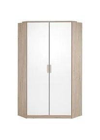 wimex Mid.you Eckkleiderschrank , Weiß, Eichefarben , Holzwerkstoff , 8 Fächer , 95x198 cm , Schlafzimmer, Kleiderschränke, Eckschränke
