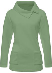Damen Fleeceshirt mit asymmetrischem Kragen eucalyptus Gr&ouml;&szlig;e 56