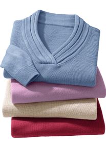 Damer V-ringad tr&ouml;ja med rullkant bl&aring; Gr&ouml;&szlig;e 44