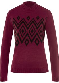 Dames Trui met opstaande kraag bordeaux/zwart Maat 48