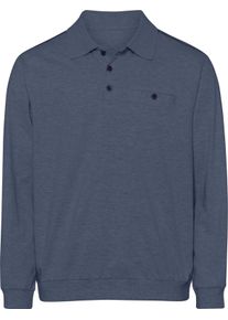 Heren Sweatshirt met korte knoopsluiting rookblauw gemêleerd Maat 44/46